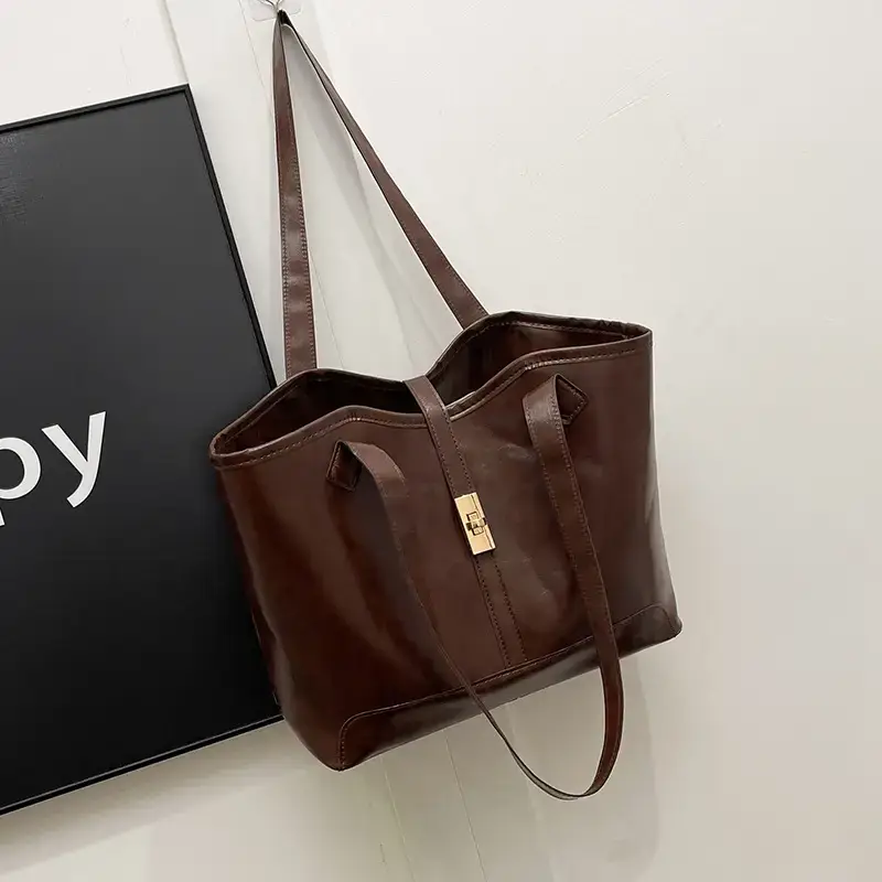 Black Vintage Tote Bag for Women 2024 - Image 2