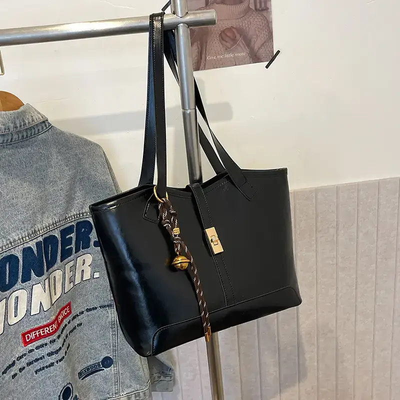 Black Vintage Tote Bag for Women 2024 - Image 5