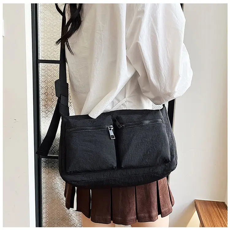 Black Japanese Student Crossbody Bag Women's Joker Style Retro Style Simple Lightweight Shoulder Casual Bag for Class Women — feature 25