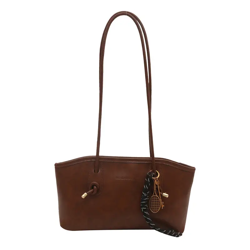 Women Textured Shoulder Bag Brown Large Capacity 2024 - Image 9