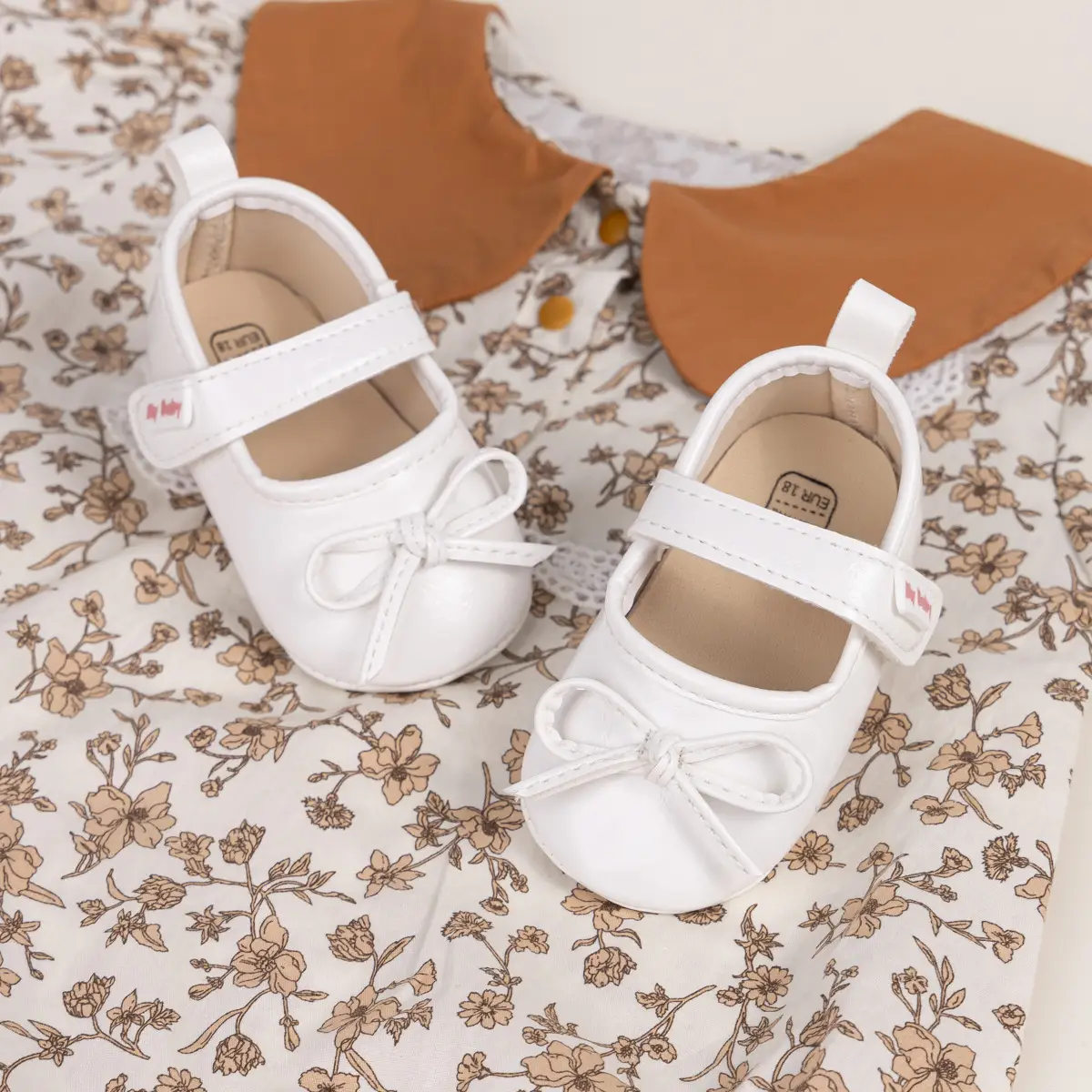 New Princess Bow Baby Shoes Tan Anti-Slip Rubber — feature 10