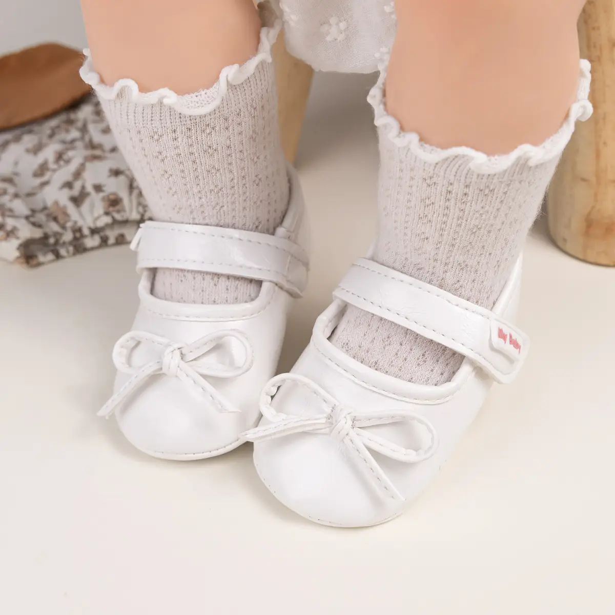 New Princess Bow Baby Shoes Tan Anti-Slip Rubber — feature 16