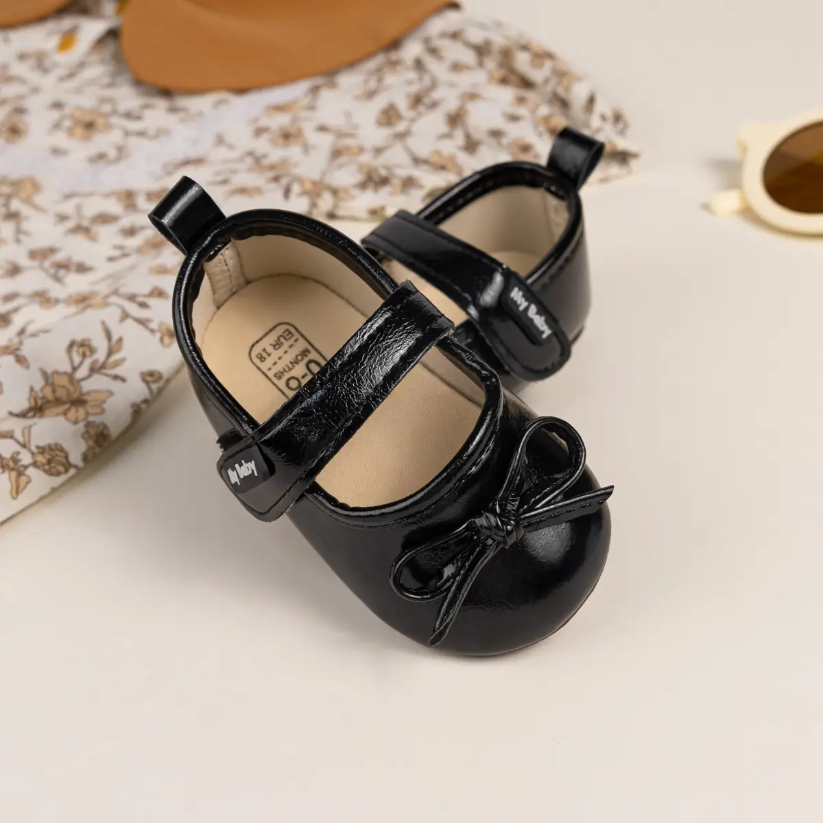 New Princess Bow Baby Shoes Tan Anti-Slip Rubber — feature 20