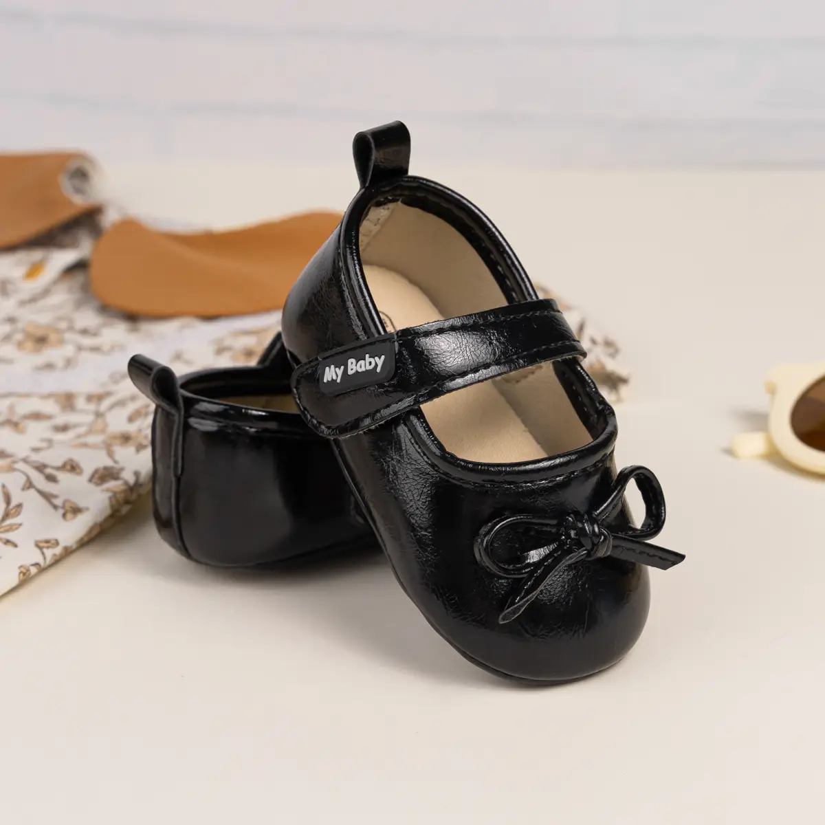 New Princess Bow Baby Shoes Tan Anti-Slip Rubber — feature 21
