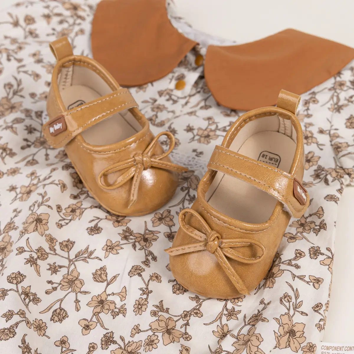 New Princess Bow Baby Shoes Tan Anti-Slip Rubber — feature 28