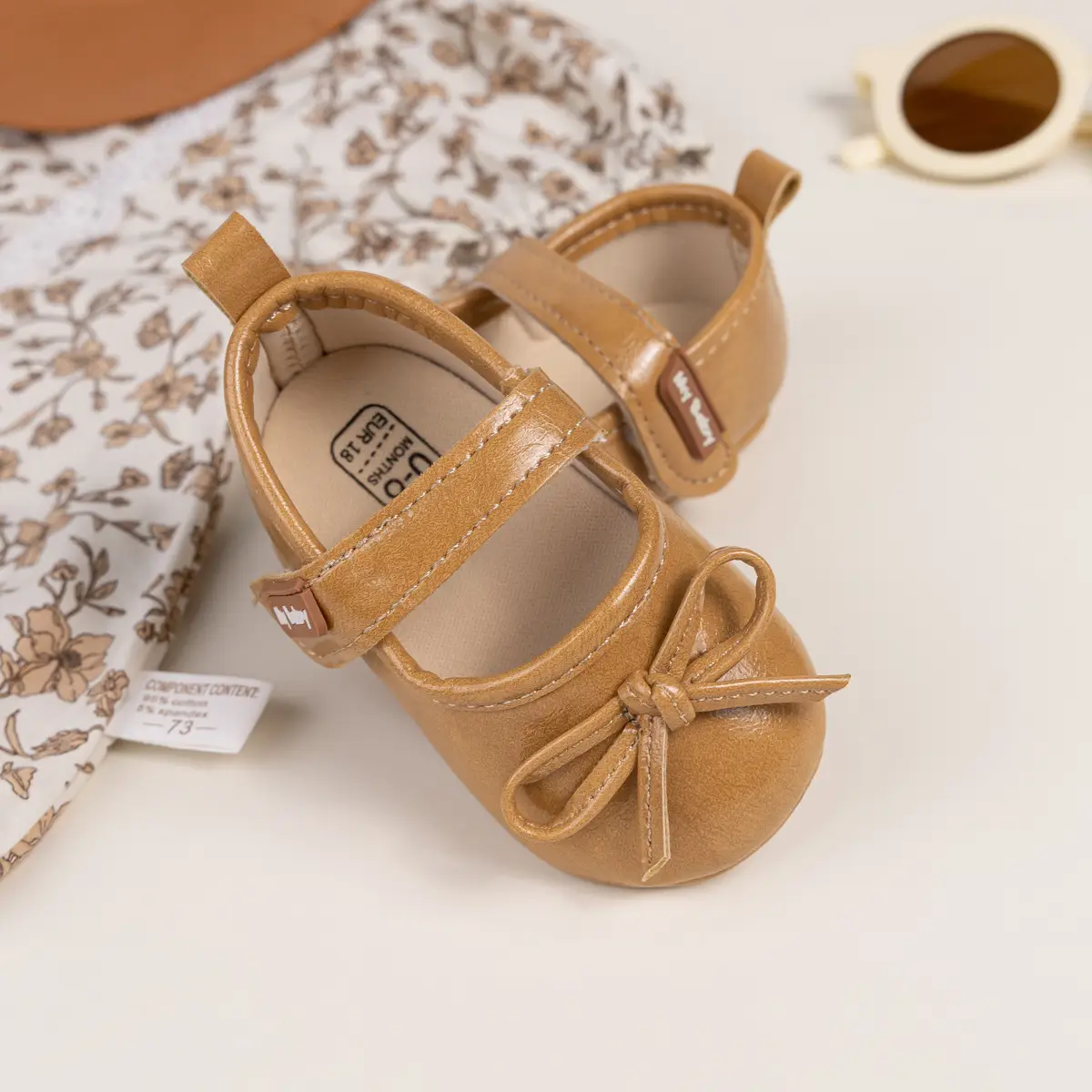 New Princess Bow Baby Shoes Tan Anti-Slip Rubber — feature 29