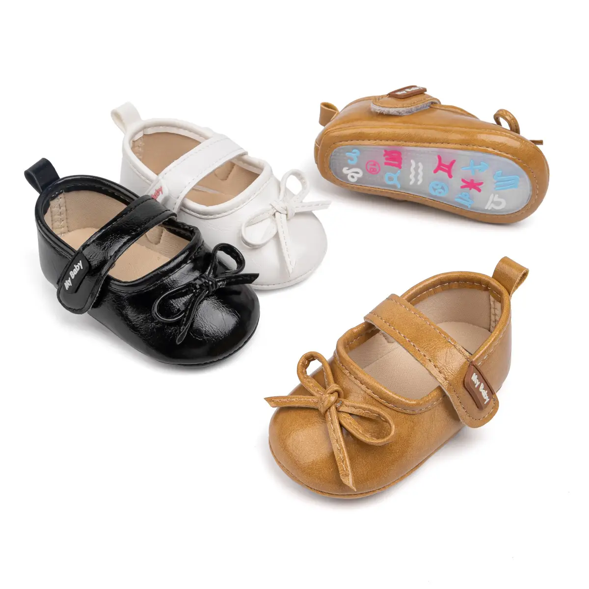 New Princess Bow Baby Shoes Tan Anti-Slip Rubber — feature 6