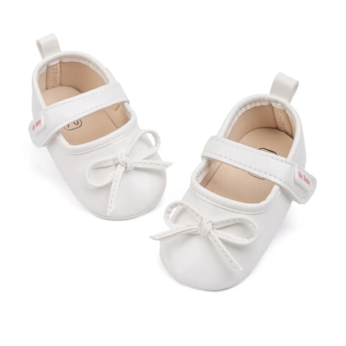New Princess Bow Baby Shoes Tan Anti-Slip Rubber