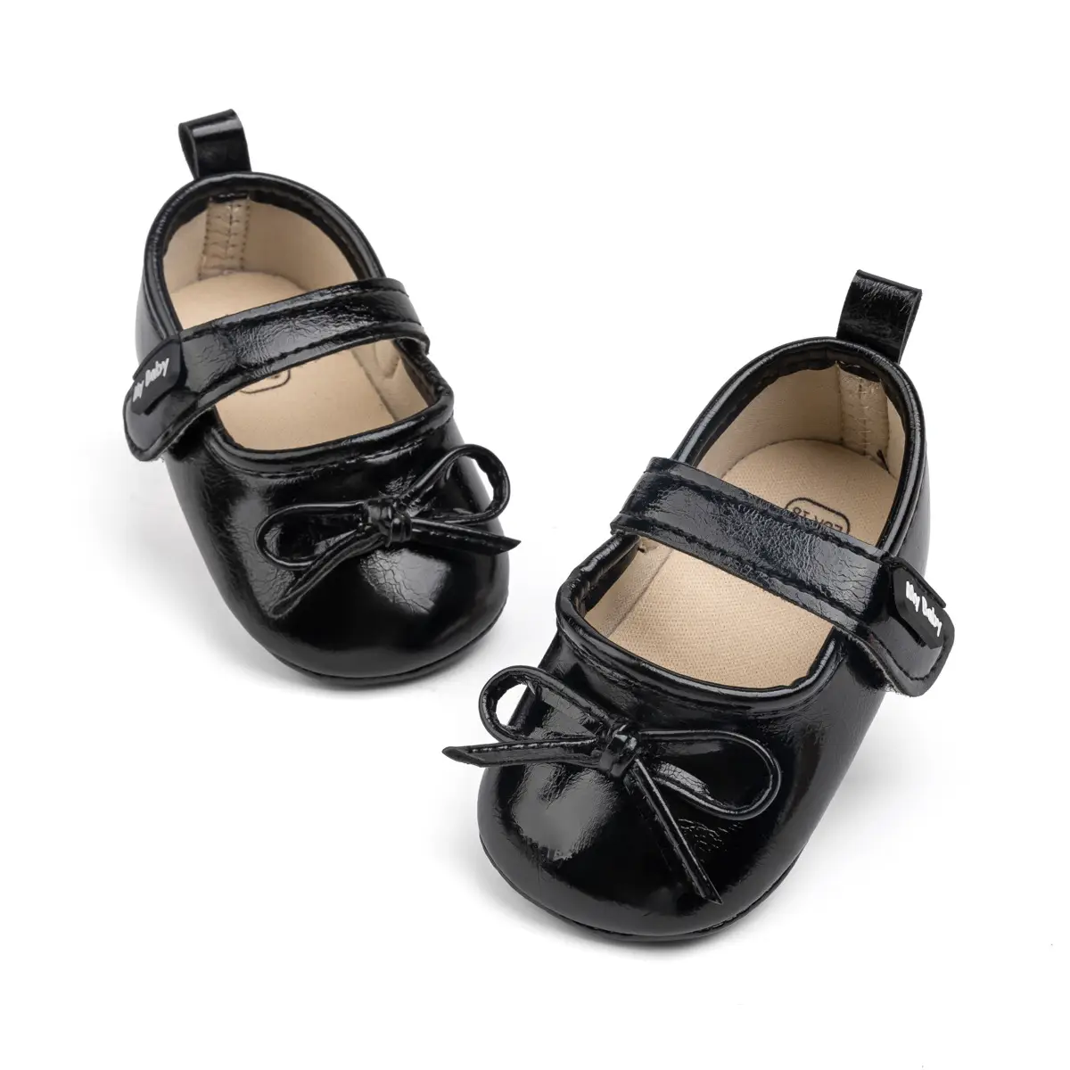 New Princess Bow Baby Shoes Tan Anti-Slip Rubber