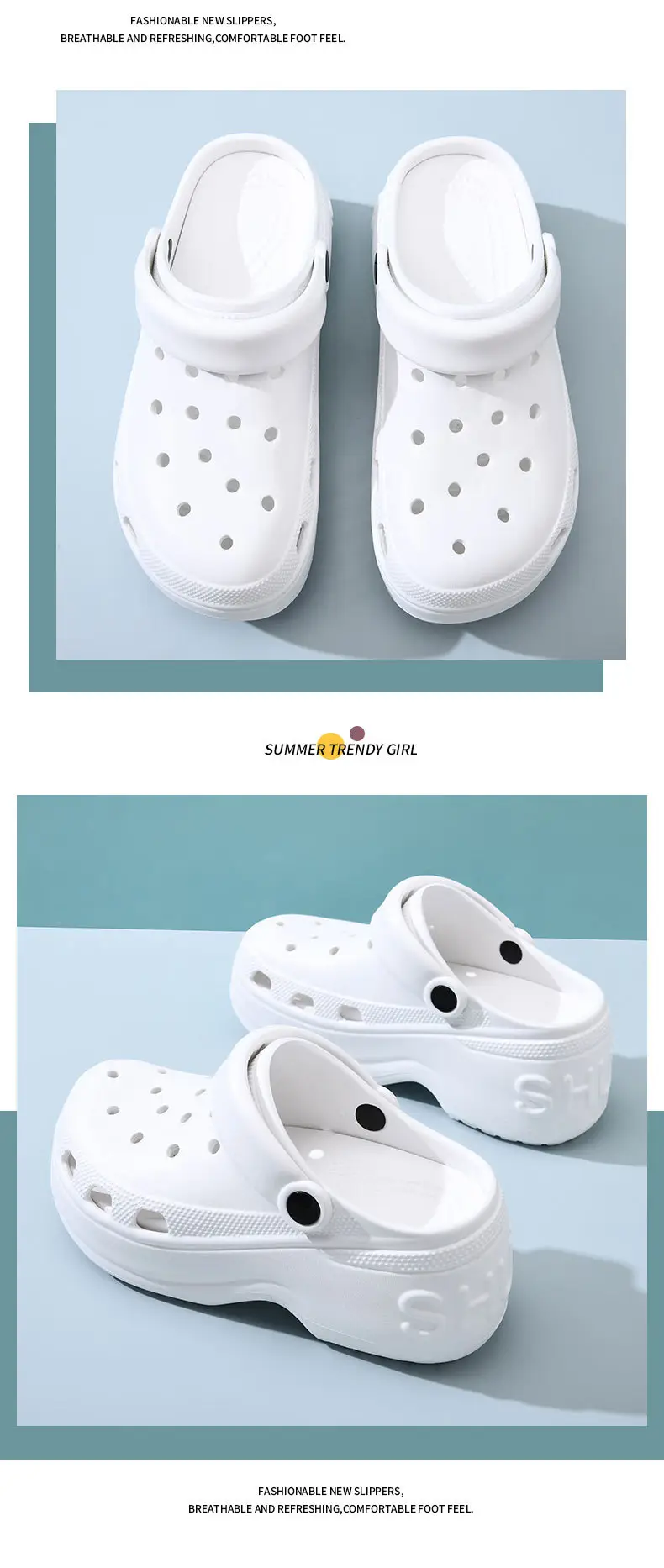 Hole Shoes Increased Thick-soled Women's Non-slip Breathable Slippers for Outer Wear Beach Summer Baotou Wear-resistant Non-dirty Sandals — feature 13