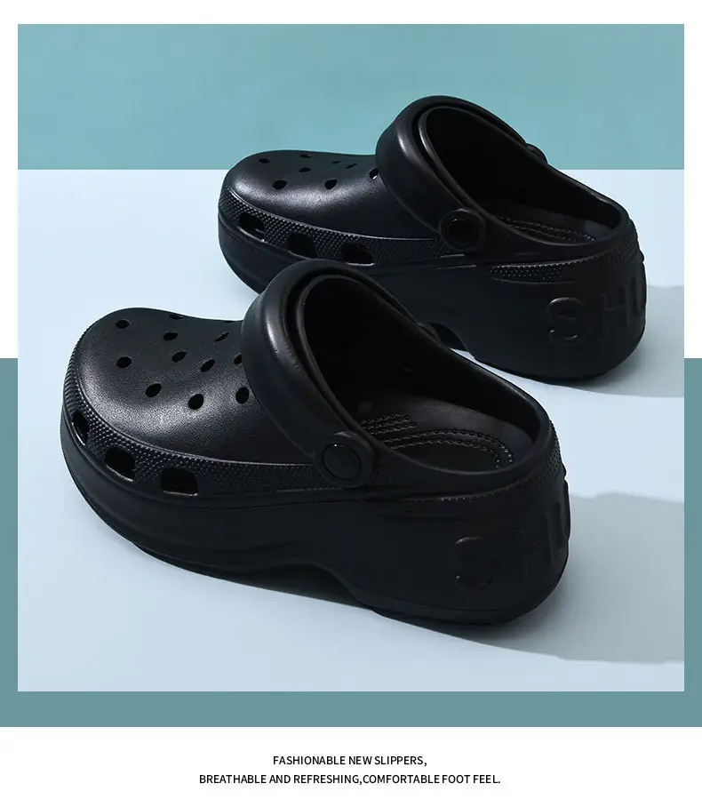 Hole Shoes Increased Thick-soled Women's Non-slip Breathable Slippers for Outer Wear Beach Summer Baotou Wear-resistant Non-dirty Sandals — feature 15