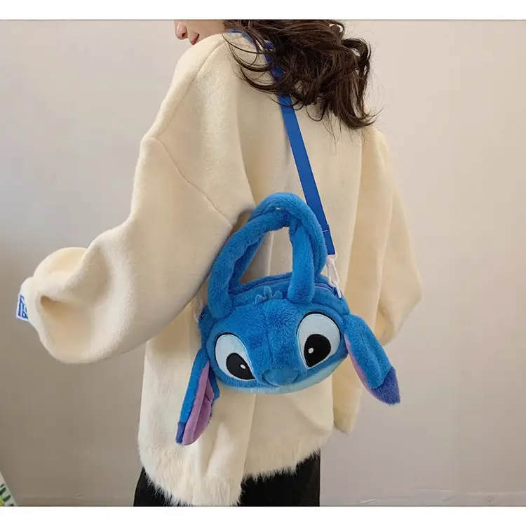 Plush Stitch Monster Shoulder Bag for Girls Blue