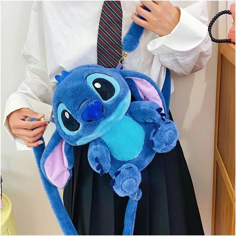 Plush Stitch Monster Shoulder Bag for Girls Blue