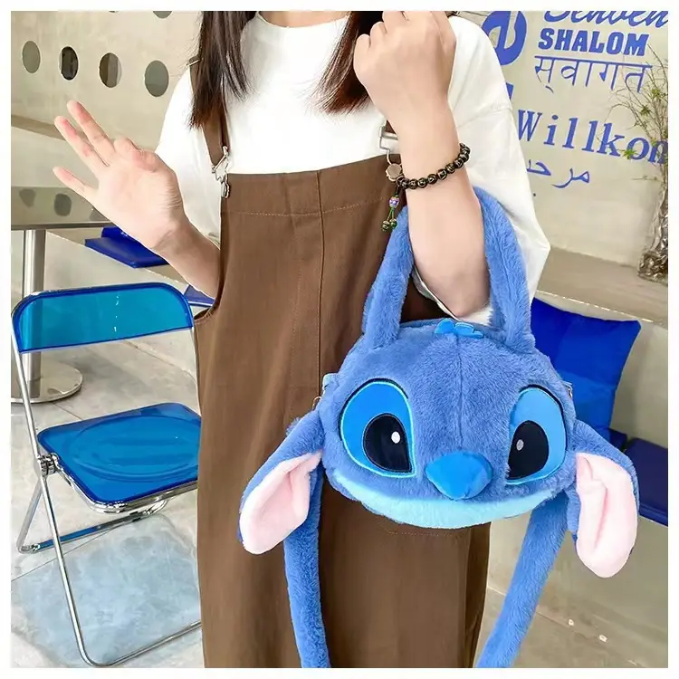 Plush Stitch Monster Shoulder Bag for Girls Blue