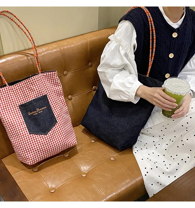 American Style Retro Denim Dual-sided Shoulder Backpack Large Capacity All-match Commuter Tote Bag Instagram New Style — feature 11