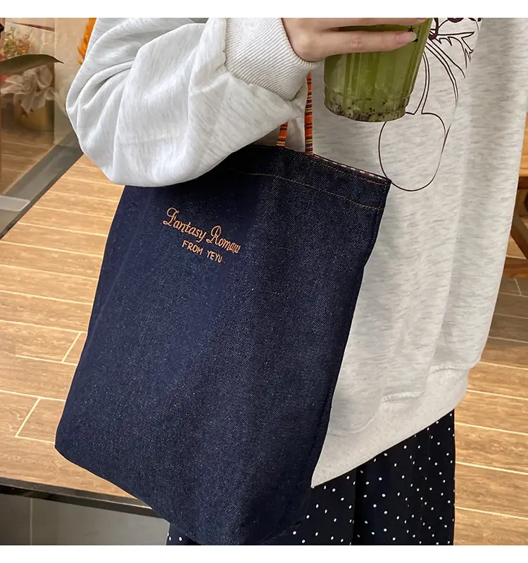 American Style Retro Denim Dual-sided Shoulder Backpack Large Capacity All-match Commuter Tote Bag Instagram New Style — feature 22