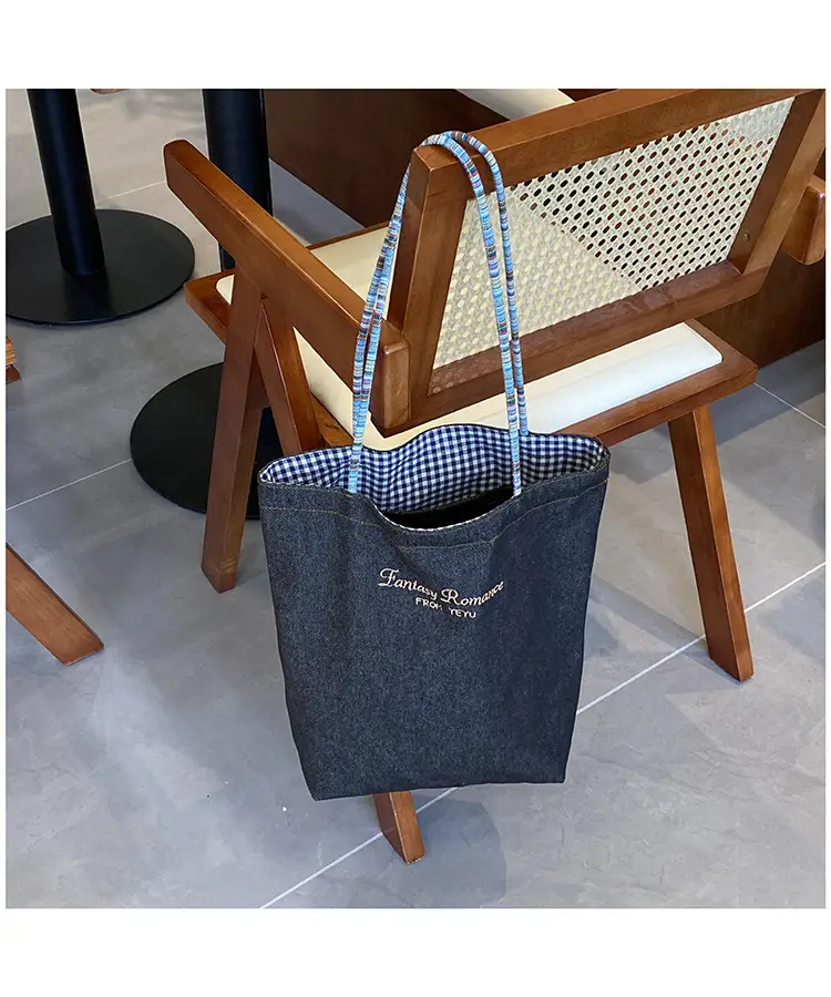 American Style Retro Denim Dual-sided Shoulder Backpack Large Capacity All-match Commuter Tote Bag Instagram New Style — feature 31