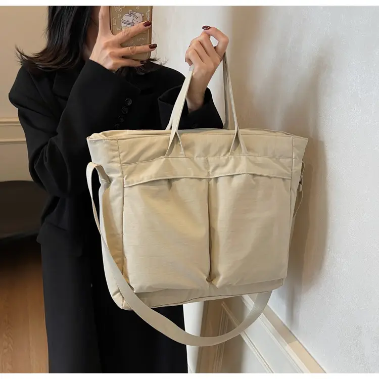 Women's Large Capacity Neutral Nylon Tote Bag — feature 40