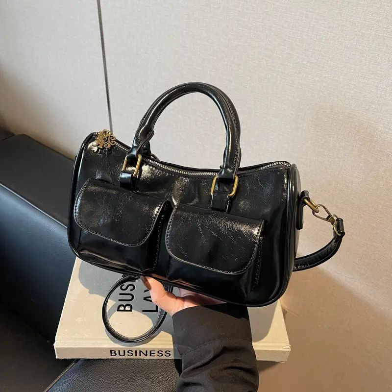 Black Crossbody Bag for Women 2024 Winter Retro Style - Image 8