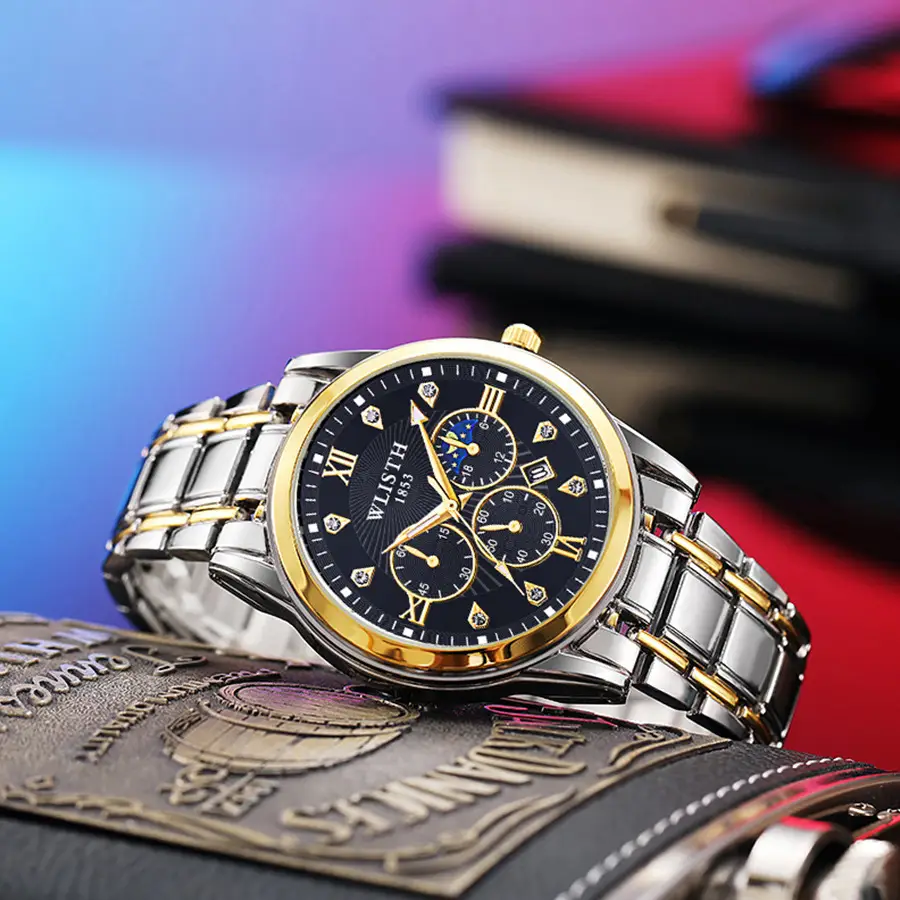 Men's Luxurious Gold Steel Watch with Calendar & Waterproof Design - Image 4