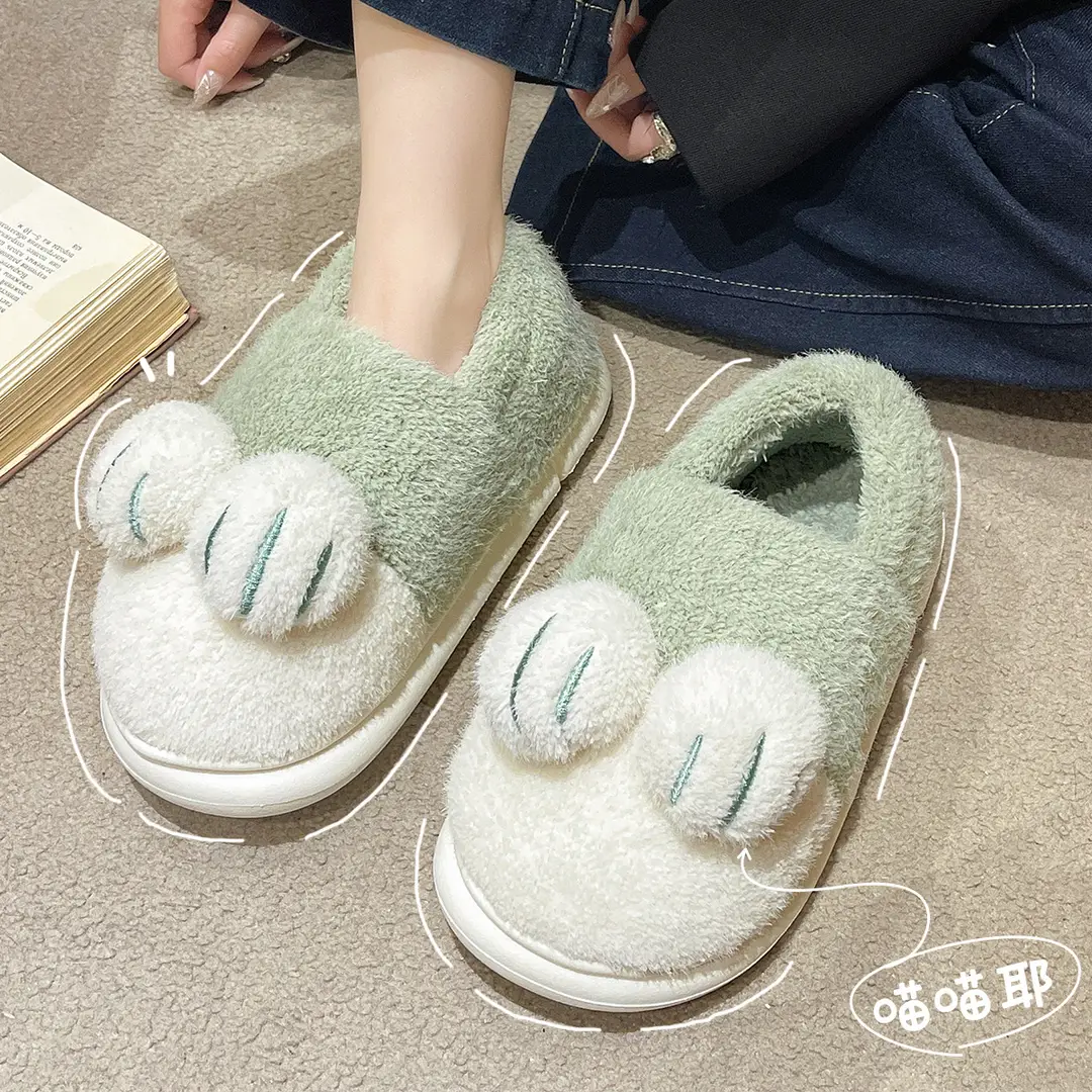 Parent-Kids Cotton Slippers Bag with Autumn and Winter 2024 New Indoor Home Warm Fleece-Lined Cute Kidsren's Cotton Slippers for Women - Image 10