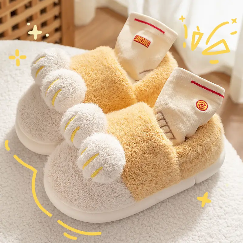 Parent-Kids Cotton Slippers Bag with Autumn and Winter 2024 New Indoor Home Warm Fleece-Lined Cute Kidsren's Cotton Slippers for Women - Image 12