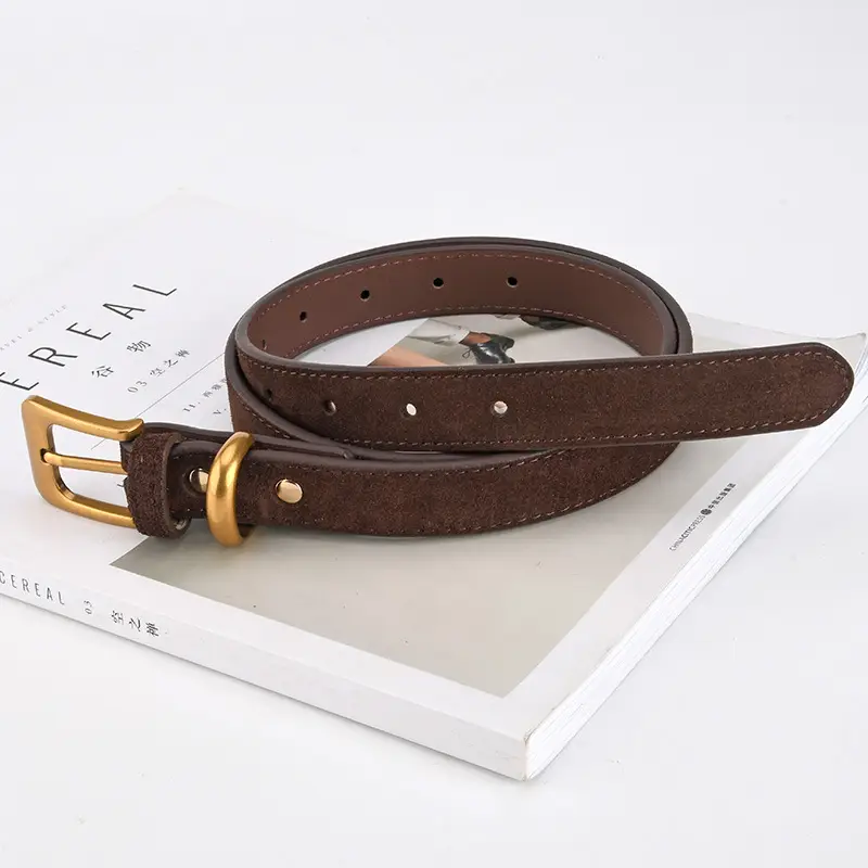Vintage Women's Genuine Leather Belt Frosted Buckle - Image 13