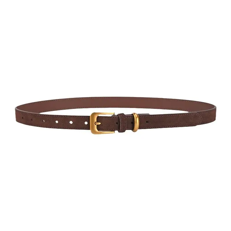 Vintage Women's Genuine Leather Belt Frosted Buckle - Image 15