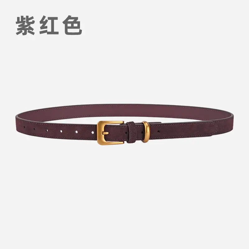 Vintage Women's Genuine Leather Belt Frosted Buckle - Image 10