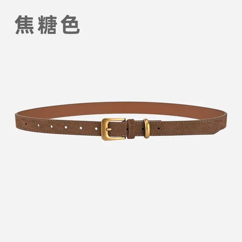 Vintage Women's Genuine Leather Belt Frosted Buckle - Image 3