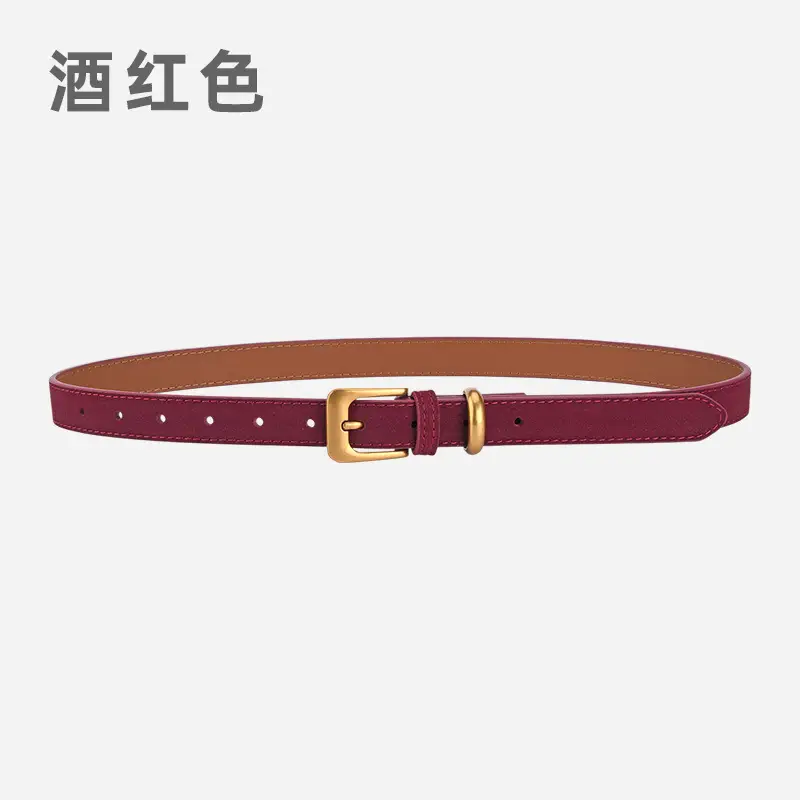 Vintage Women's Genuine Leather Belt Frosted Buckle - Image 4