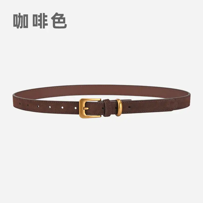 Vintage Women's Genuine Leather Belt Frosted Buckle - Image 5