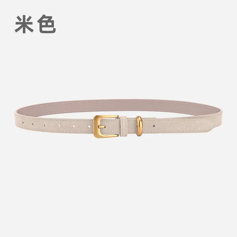 Vintage Women's Genuine Leather Belt Frosted Buckle - Image 6