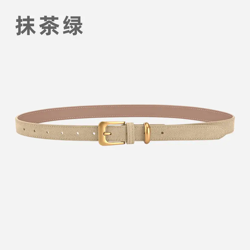 Vintage Women's Genuine Leather Belt Frosted Buckle - Image 7