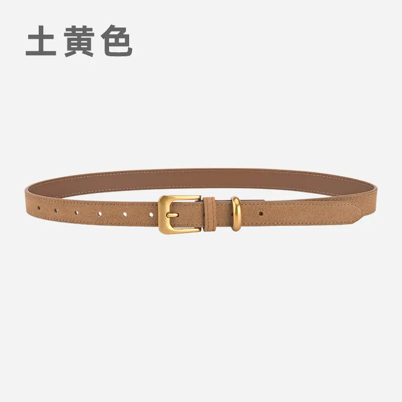 Vintage Women's Genuine Leather Belt Frosted Buckle - Image 8