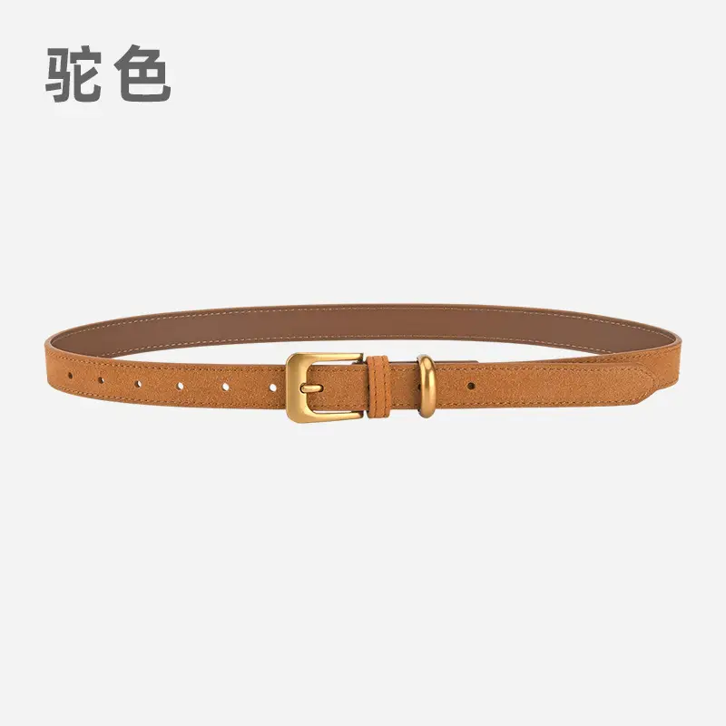 Vintage Women's Genuine Leather Belt Frosted Buckle - Image 9
