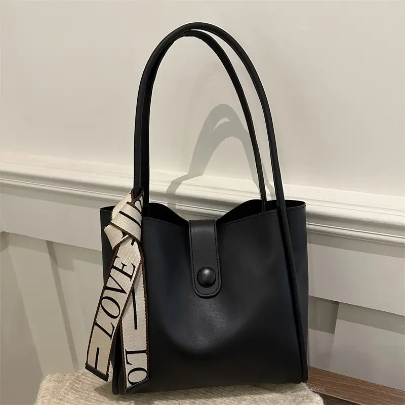 Women's Brown Textured Tote Bag with Tassel - Image 5
