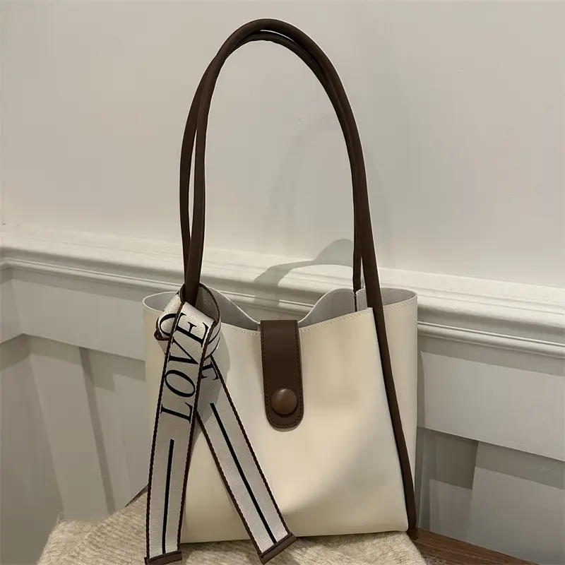Women's Brown Textured Tote Bag with Tassel - Image 7