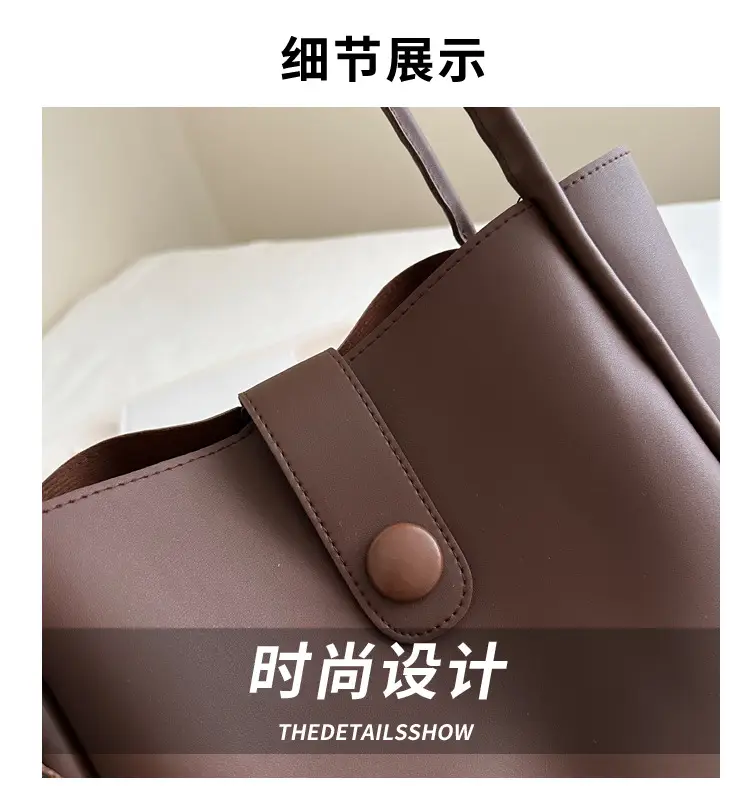 Women's Brown Textured Tote Bag with Tassel — feature 2