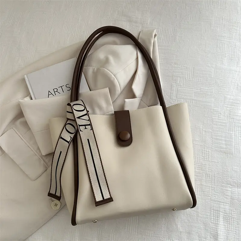 Women's Brown Textured Tote Bag with Tassel - Image 2