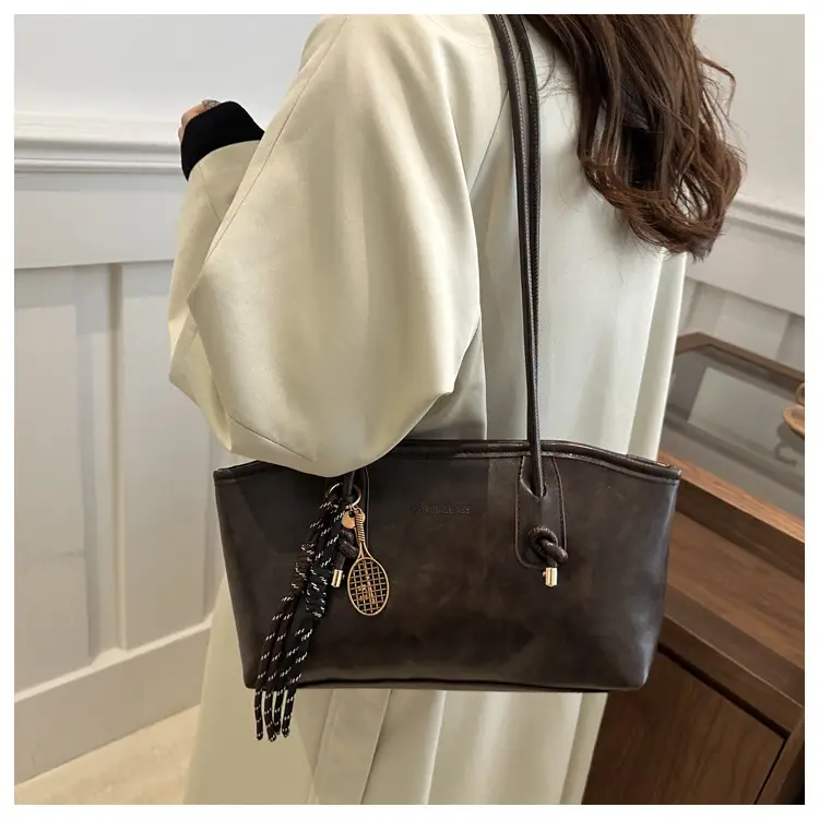 Women's Cream Black Textured Shoulder Bag with Tassel — feature 16