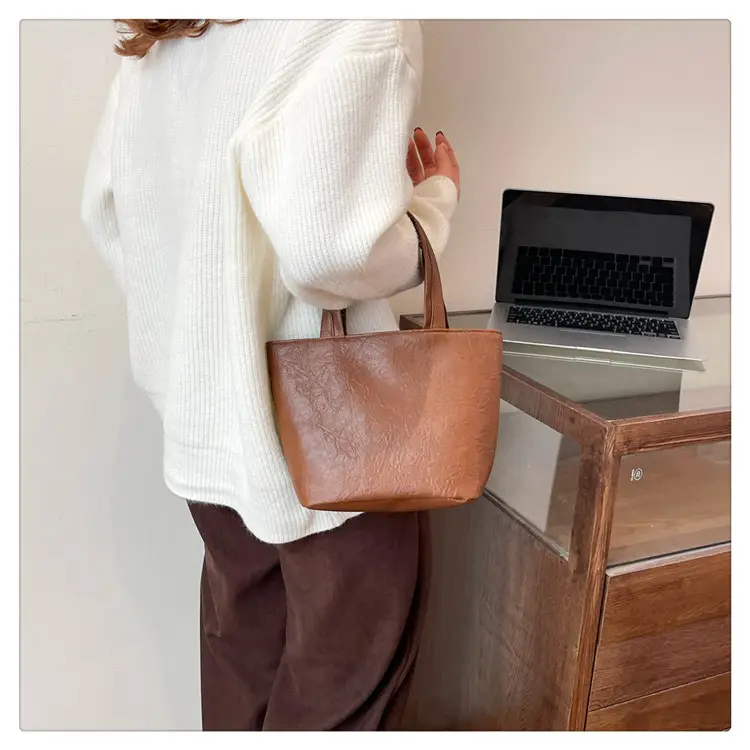 Women's Square Tote Bag Soft Leather Brown 2024 — feature 21