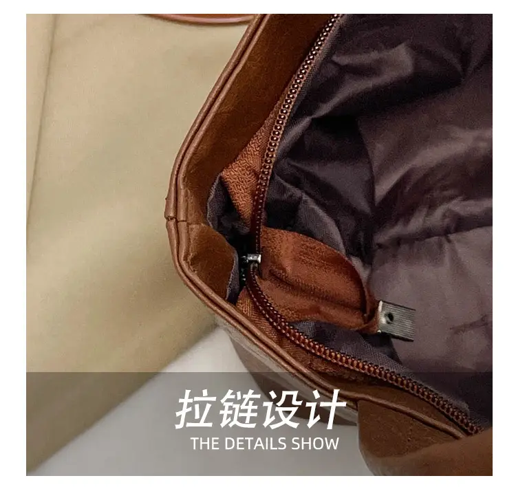 Women's Square Tote Bag Soft Leather Brown 2024 — feature 5