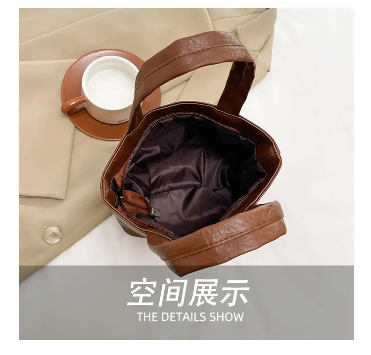 Women's Square Tote Bag Soft Leather Brown 2024 — feature 8