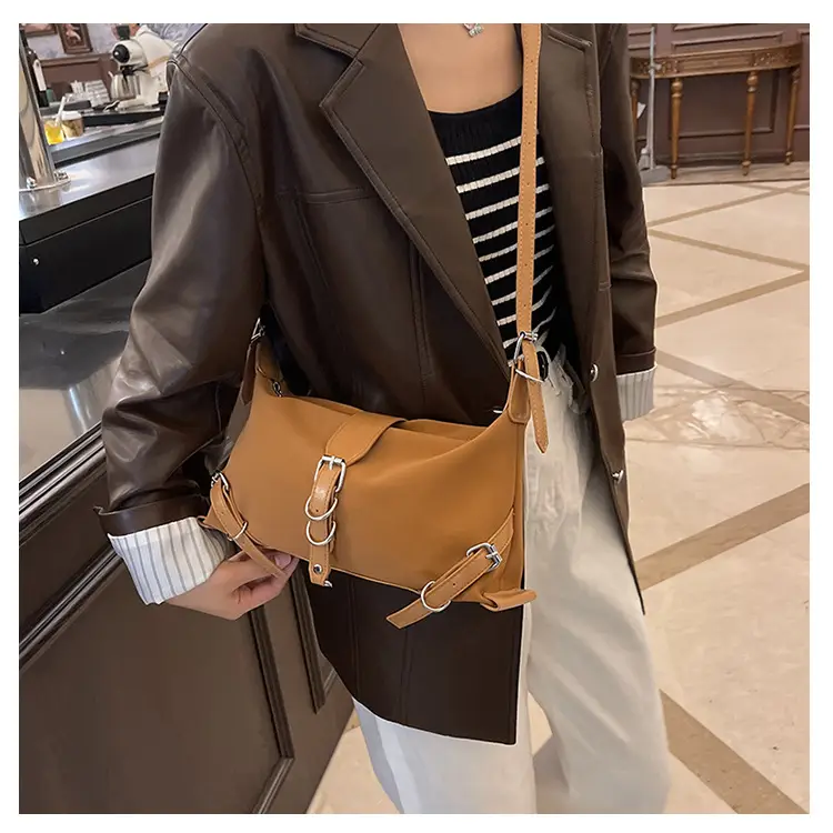 2024 Women's Textured Shoulder Bags Black Brown Cross Body - Image 7