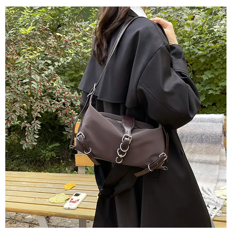 2024 Women's Textured Shoulder Bags Black Brown Cross Body — feature 11