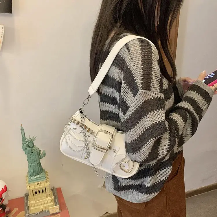 White Chain Saddle Bag for Women Mobile Phone Shoulder — feature 10