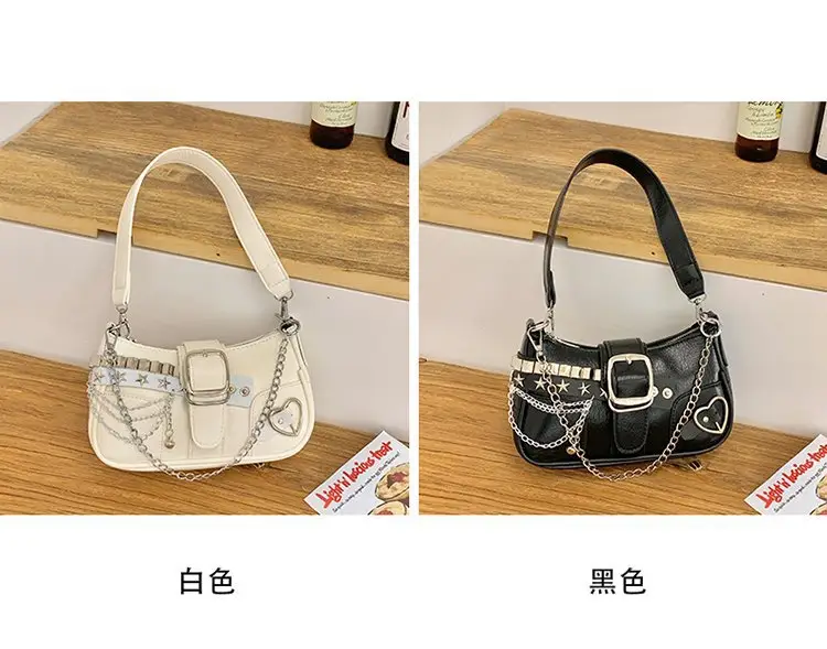 White Chain Saddle Bag for Women Mobile Phone Shoulder — feature 2