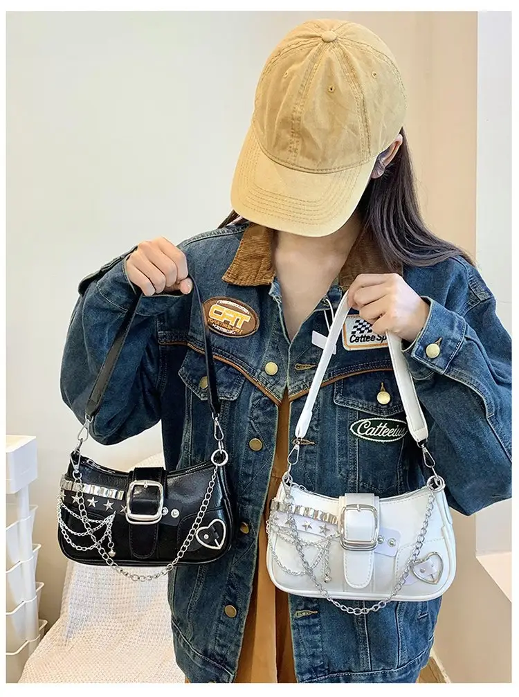White Chain Saddle Bag for Women Mobile Phone Shoulder — feature 4