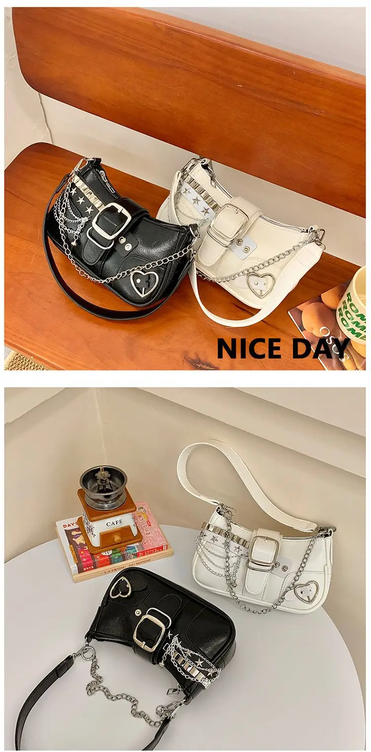 White Chain Saddle Bag for Women Mobile Phone Shoulder — feature 5